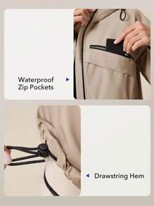 OutZeal Damen wasserabweisende, farblich abgesetzte Jacke mit Reißverschlusstaschen und Kapuze für Outdoor, Wandern, Camping