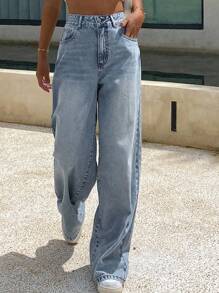 Livesso Women's Loose Casual Straight Leg Jeans, New Autumn Collection