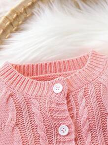 SHEIN 秋冬时尚女童婴儿针织毛衣套装 - 粉色 - 查看 4