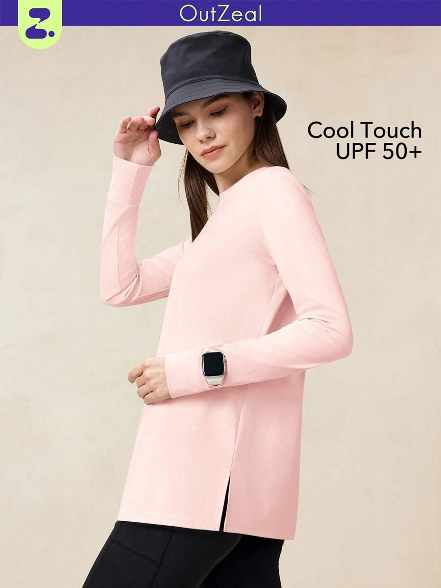 OutZeal قميص آستر طويل الأكمام للنساء مع نافذة ساعة، حماية من الشمس UPF50+ مبرد