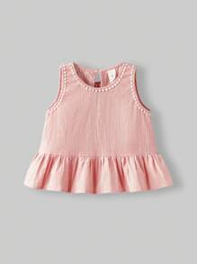 Ontre 2件套少女蕾丝装饰圆领吊带背心和裤子套装