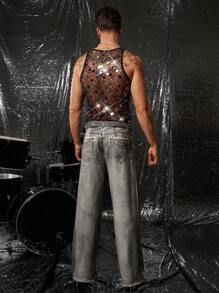 FeverCity 时尚性感半透明亮片男士背心