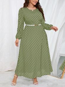 SHEIN Clasi Vestido Plus Size Elegante Estampado de Bolinhas