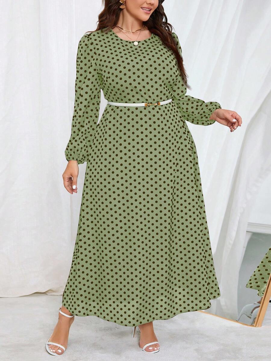 SHEIN Clasi Vestido Plus Size Elegante Estampado de Bolinhas