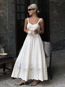 DAZY Robe de vacances décontractée pour femmes, avec taille cintrée, ourlet en jacquard patchwork, pour l'automne