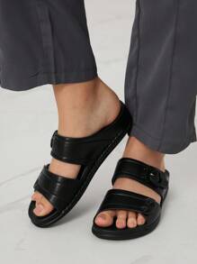 Sleekvia Cuccoo Women's Adjustable Buckle Design Casual Slide Sandals For Daily Wear - Black - View 5