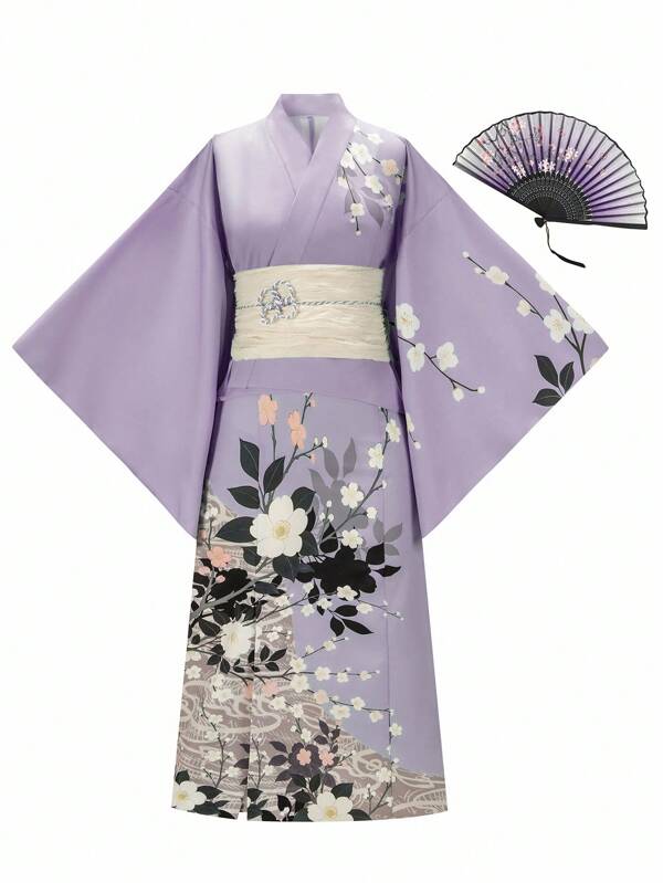 Irokai 日本女士传统印花和服浴衣两件套，夏季节日