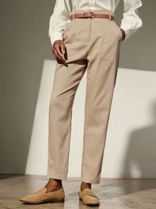 Aveloria Modichic Pantaloni conici 3/4 pentru femei, stil vintage minimalist, cu curea, pentru navetiști, stil vintage, stil conic, din material textil pentru femei