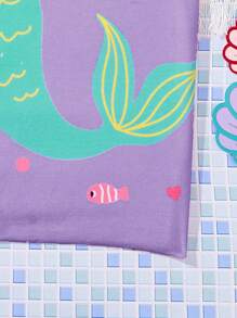 SHEIN Leap Crew Baby Girl Mermaid Hooded One-Piece Swimsuit, Minimalist & Fashionable For Summer - Multicolor - View 3