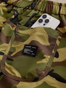 Manfinity NXTstreet Men's Casual Camouflage Print Tapered Pants Camo Cargo Pants Men Men Camo Cargos Camo Pants Baggy Camo Pants Baggy Camo Pants Men Men Cargos, Fall - Army Green - View 6