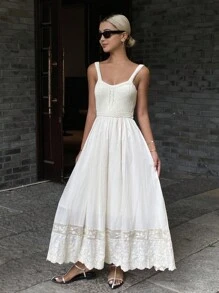 DAZY Robe de vacances décontractée pour femmes, avec taille cintrée, ourlet en jacquard patchwork, pour l'automne