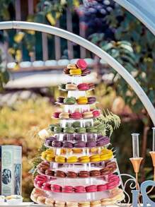 SHEIN 4/6/10 Layer Macaron Tower Cake Display Stand Cupcake Stand Dessert Display Stand For Christening Shower Wedding Christmas Various Holiday Parties - transparent - View 7