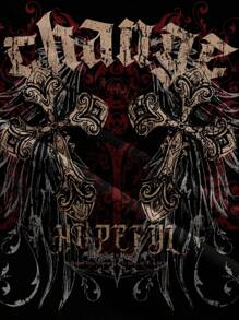 Attitoon Top de tirantes asimétrico con estampado de letras y cruces, estilo punk para mujer - Multicolor - Ver 6