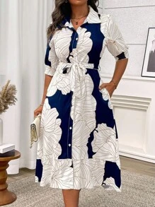 Breezaya 女士花卉印花前短后长休闲夏季度假连衣裙长款女装