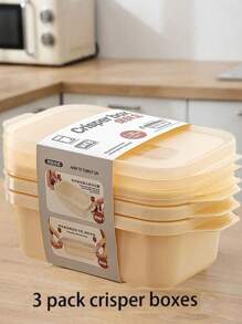 SHEIN 3个装米色和黑色食品储物盒，适用于冷冻和微波炉，三种尺寸：大号-1100毫升，中号-600毫升，小号-300毫升 - 彩色 - 查看 15