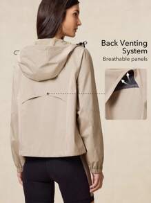 OutZeal Damen wasserabweisende, farblich abgesetzte Jacke mit Reißverschlusstaschen und Kapuze für Outdoor, Wandern, Camping