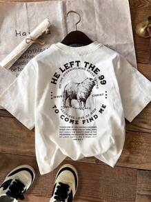 Manfinity Dauomo 基督教男士“他留下99个来找我”圣经经文励志信仰T恤 - 白色 - 查看 3