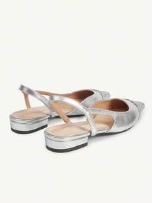 CUCCOO CHICEST Women's Pointed Toe Flats With Glitter Patchwork And Cutout Design, Elegant Luxury Fashion Slip-On Shoes For Dress, Tea Party, Date, Work, Halloween, Christmas, Thanksgiving, Versatile - Silver - View 12