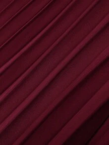 SHEIN Clasi Plus Size Elegant Solid Color Pleated Jumpsuit, Summer - Burgundy - View 6