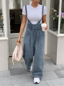 DAZY 女士和女孩休闲街头风格牛仔工装裤和连体裤