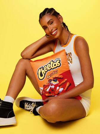 Cheetos X SHEIN 1pc Potato Chip Shaped Pillow, Interesting & Cute, Soft Feel, Can Be Placed In Car, Room, Sofa As Decoration, Suitable For Napping, Great Gift