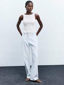 Maija Áo không tay dáng ôm, cổ thuyền, viền bèo nhún, phù hợp cho khách dự đám cưới, ăn trưa, sân bay, mặc hàng ngày, dự tiệc, lễ tốt nghiệp, thường ngày, đa năng, thích hợp cho ngày lễ Thánh Patrick, lễ Phục sinh, tiệc hè, đi biển, kỳ nghỉ hè, đi chơi, lễ tốt nghiệp. - trắng - Xem 3