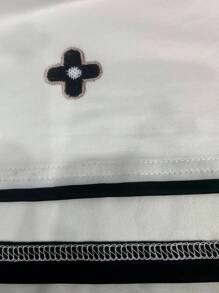 SHEIN 女士宽松休闲短袖圆领花卉印花 T 恤 - 白色 - 查看 4