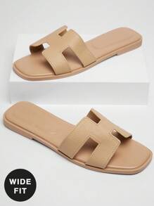 SHUZIA 女式宽松舒适日常夏季度假休闲平底凉鞋 - 米色 - 查看 1