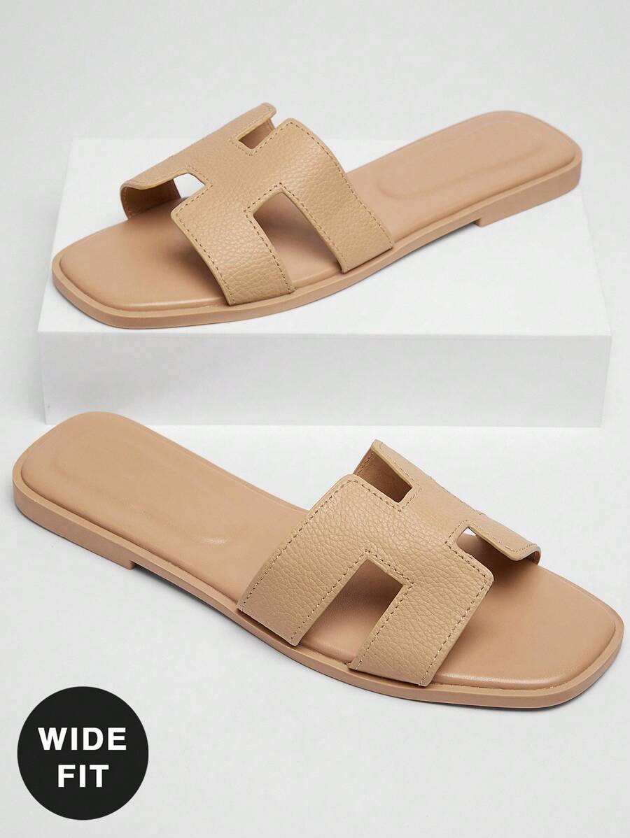 SHUZIA 女式宽松舒适日常夏季度假休闲平底凉鞋 - 米色 - 查看 1