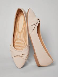 SHUZIA Women's Casual PU Charming Daily Wear Pointed Toe Ballet Flats - Apricot - View 1