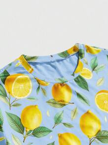 Manfinity VCAY Men's Casual Knit Lemon Print Fitted Raglan Short Sleeve T-Shirt Lemon Shirt Men Lemon Print Shirt Summer Shirt Men Tropical Shirt Men Men Summer Clothes - Multicolor - View 5