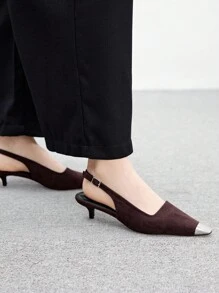 CUCCOO BIZCHIC New Fashion Black Kitten Heel Closed Toe Women Slip-On Shoes - Black - View 3