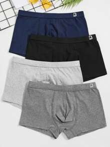 Manfinity Underwear&Sleepwear Basics Men 4pcs Letter Graphic Boxer Brief - Multicolor - View 6