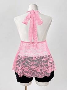 Sunspun 大码女式细肩带不对称 A 字蕾丝镂空透视蜘蛛装饰朋克复古休闲街头吊带背心，春夏