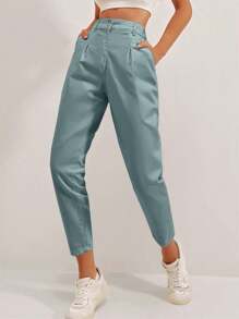 RueChic Calça Capri Feminina Cor Sólida - Cinza - Ver 6