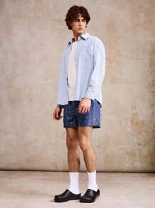 Manfinity VDAYZ Men's Tie-Dye Print Double Layer Drawstring Waist Beach Shorts