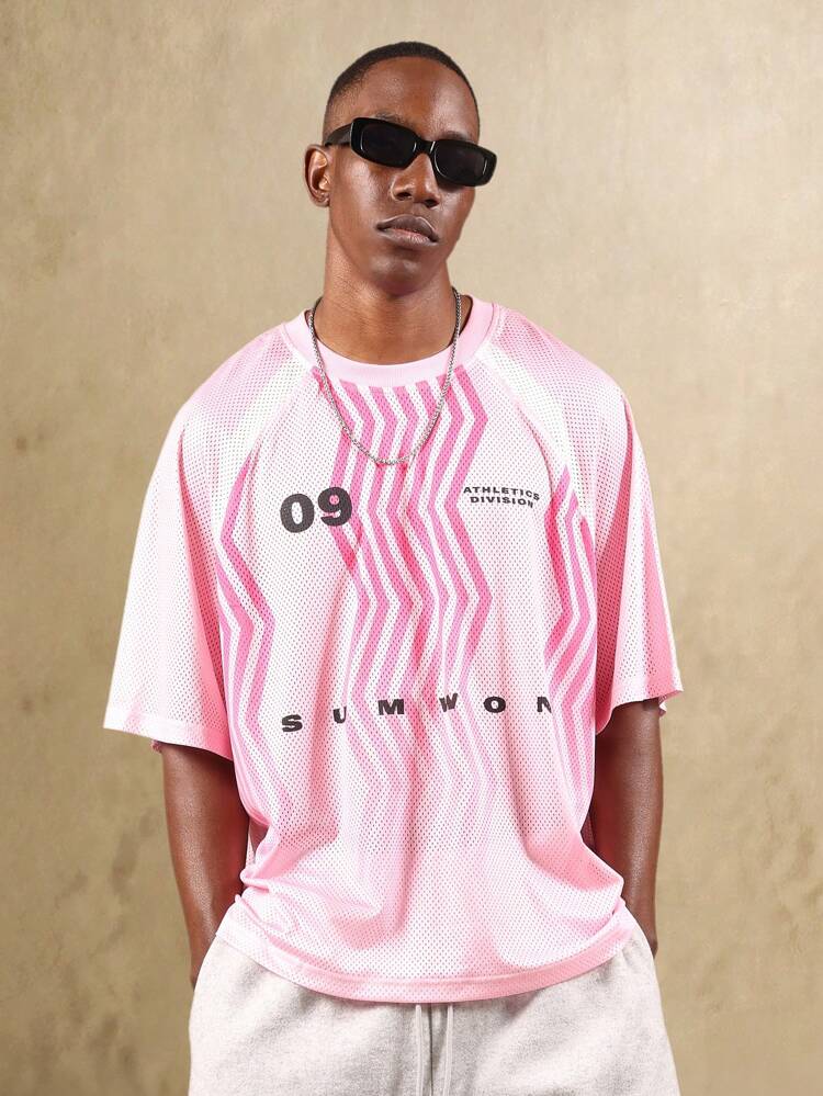 Mesh Athletics Jersey With Wave Pattern Numeric Graphics