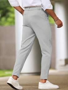 Manfinity Bizformal Men's Casual Versatile Commuter Solid Color Tapered Pants, Fall