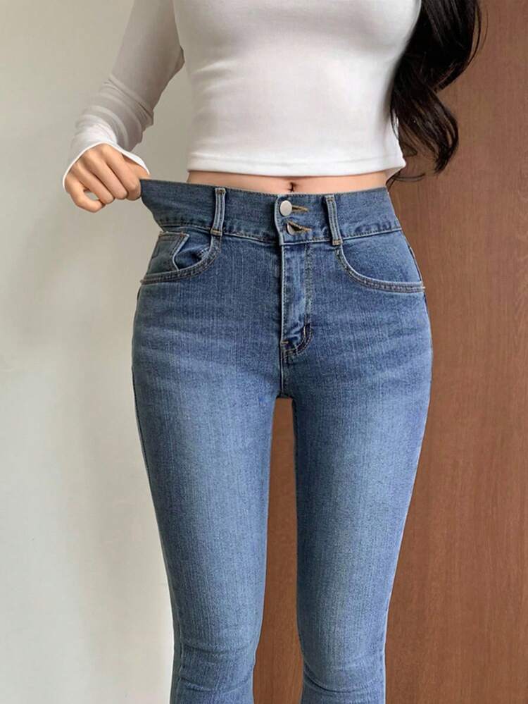 Women's Casual Washed Slim Fit Denim Jeans