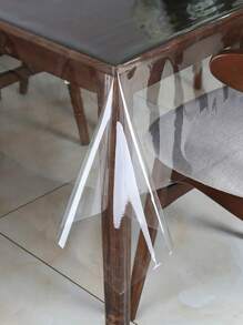 SHEIN Clear Vinyl Tablecloth Waterproof Wrinkle Resistant PVC Plastic Table Cover For Dining Table Picnic Outdoor Party Rectangular Square Table Protection Easy Clean Cut To Size Craft Projects Home Kitchen Decor Washable Reusable