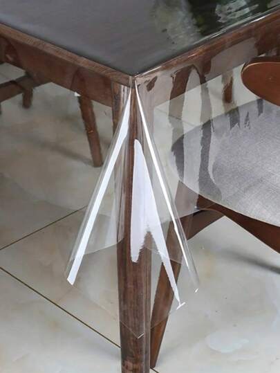 SHEIN Tovaglia in vinile trasparente, impermeabile e resistente alle pieghe, copertura in plastica PVC per tavolo da pranzo, picnic, feste all'aperto, rettangolare o quadrata, protezione del tavolo, facile da pulire, ritagliabile per progetti artigianali, decorazione per casa e cucina, lavabile e riutilizzabile