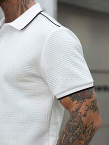 Manfinity Homme Camisa polo de manga corta casual con bloqueo de color para hombres