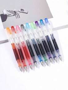 SHEIN 9 قطعة/مجموعة أقلام حبر قابلة للتخلص منها للكتابة والرسم، مع مجموعة إضافية من 4 قطع أشرطة تصحيح، عودة إلى المدرسة - متعدد الألوان - مشاهدة 1