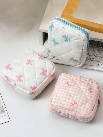 1 pieza Bolsa portátil para toallas femeninas con estampado floral pequeño | Organizador discreto para almacenar toallas sanitarias y compresas | Esencial de viaje para niñas y mujeres | Para eventos mensuales, higiene femenina, bolsa de almacenamiento de cremas | Regalo exquisito para adolescentes, ella, mejor amiga | Llévalo con confianza