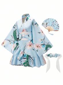 Irokai 1件女士日式传统印花和服浴衣