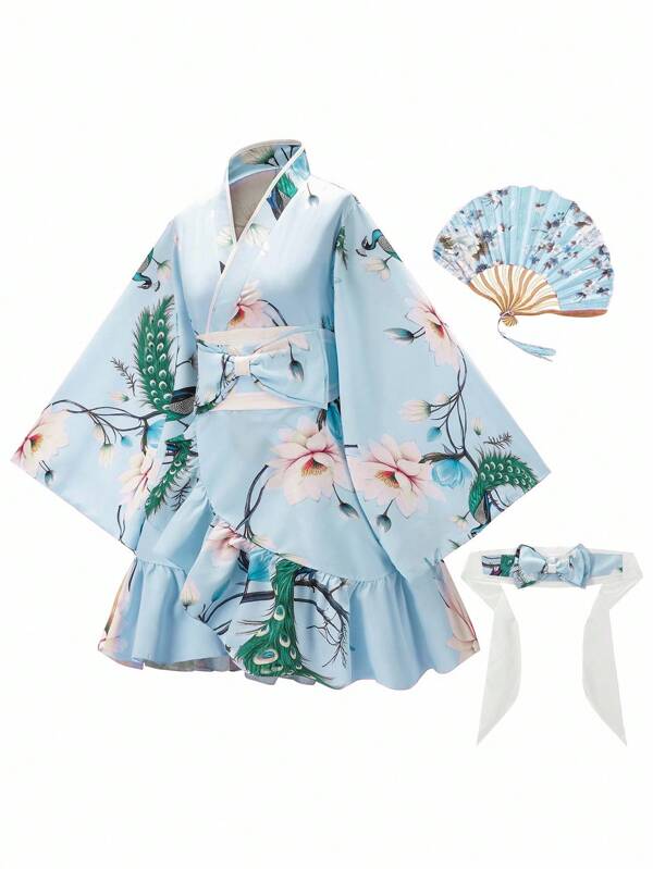 Al Najma 1件女士日式传统印花和服浴衣