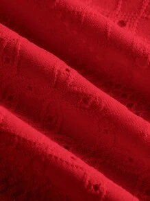 SHEIN EZwear Plus Size Women Drawstring Front Floral Embroidery Camisole Tank Top - Red - View 3