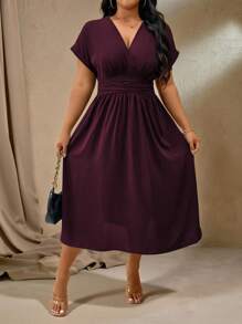 Roveilla Robe à manches chauve-souris ample pour l'été, tenue maxi femme bordeaux pour Noël