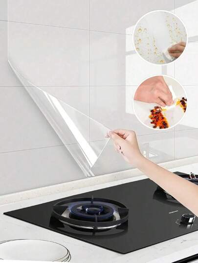 SHEIN 1 卷，厨房防溅贴纸壁纸，厨房贴纸，耐热瓷砖墙贴，防油防水自粘壁纸，适用于厨房、橱柜、炉灶和抽油烟机