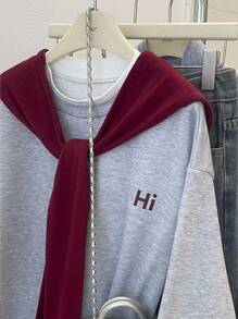 INAWLY Moletom Casual Feminino com Design 2 em 1, Ajuste Solto, Outono - Cinza - Visão 7